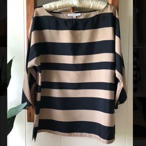 Ann Taylor LOFT | Black & Tan Striped Blouse